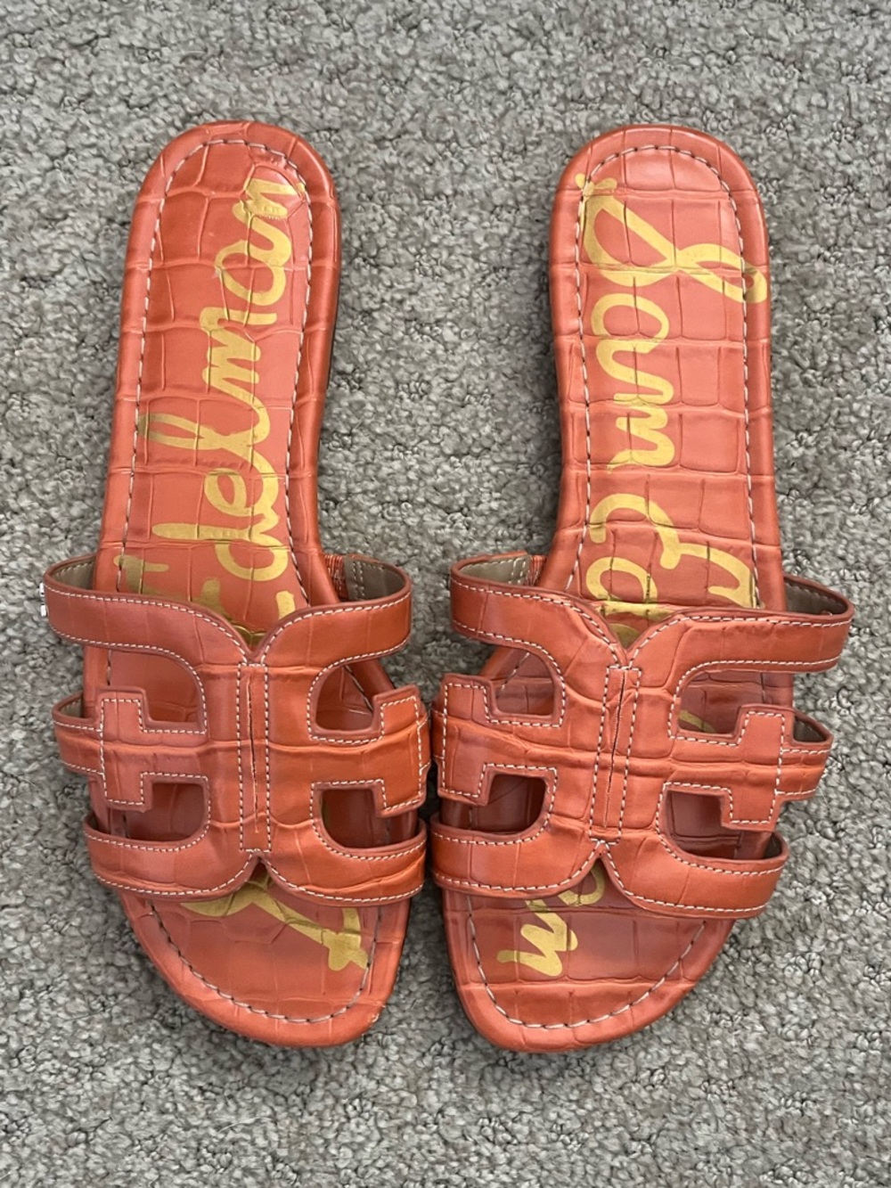 Sam Edelman Women's Bay Slide Sandal Orange Croco Size 8.5M